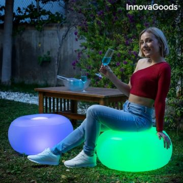 Taburet gonflabil cu LED Multicolor si Telecomanda Pulight, InnovaGoods, RBG, Ø50 x 30 cm