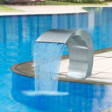 Fantana de piscina cascada gradina, 45 x 30 x 60 cm, otel inoxidabil