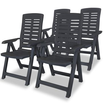 Scaune de gradina rabatabile, 4 buc., antracit, plastic