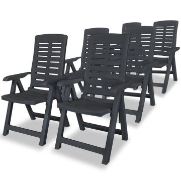 Scaune de gradina rabatabile, 6 buc., antracit, plastic