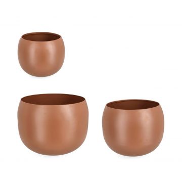 Set 3 ghivece pentru exterior Keyra, Bizzotto, Ø36x28 cm, otel, maro