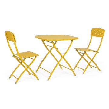 Set mobilier de gradina 3 piese Yvonne, Bizzotto, otel, finisaj mat, ocru