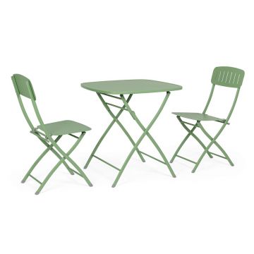 Set mobilier de gradina 3 piese Yvonne, Bizzotto, otel, finisaj mat, verde sage