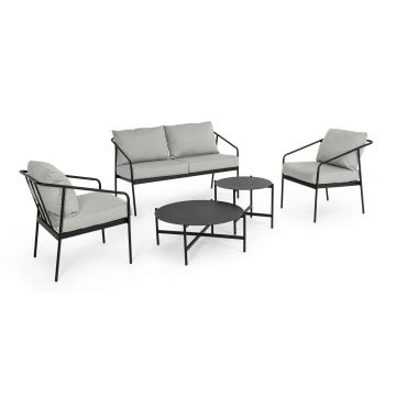 Set mobilier de gradina 5 piese Florian, Bizzotto, otel/poliester, gri