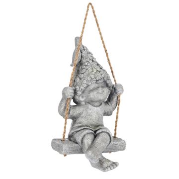 Decoratiune de gradina Bertie Sitting boy, Bizzotto, 24x21x44 cm, magneziu, gri