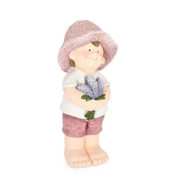 Decoratiune de gradina Justy Boy Stand W-Lavender, Bizzotto, 19x16x42 cm, magneziu, roz