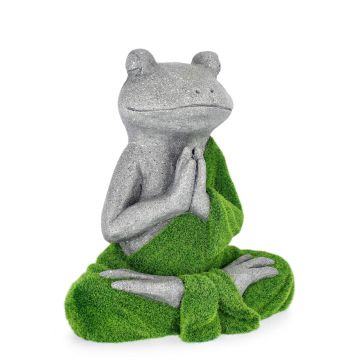 Decoratiune de gradina Sitting Yoga Frog, Bizzotto, 35x23x28 cm, magneziu, Verde
