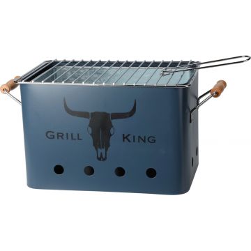 Gratar dreptunghiular Grill King, 32 x 20 x 20 cm, metal, albastru mat