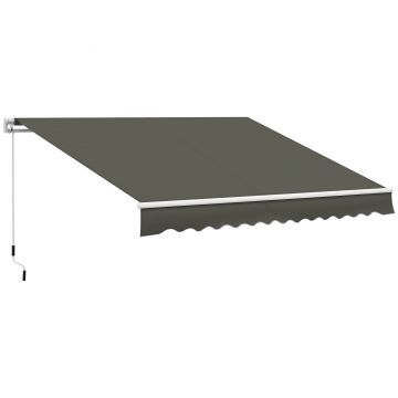 Outsunny Copertină Pliabilă pentru Exterior, Copertină Tip Roll-Up cu Deschidere Manivelă, 350x250 cm, Gri | Aosom Romania