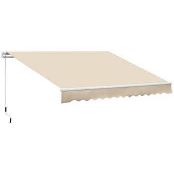 Outsunny Copertină Rabatabilă Exterior, Copertină Extensibilă, Copertină Tip Roll-Up cu Deschidere Manivelă, 350x250 cm, Crem | Aosom Romania