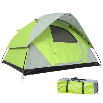 Outsunny Cort de Camping pentru 3-4 Persoane, Cort Impermeabil și Rezistent la UV, 3x3x1.8m, Galben și Gri | Aosom Romania