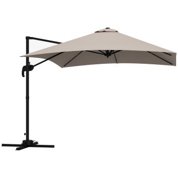 Outsunny Umbrelă de Soare cu 8 Lamele cu Pedală și Manivelă, Umbrelă de Soare din Aluminiu și Poliester, 295x295x266 cm, Kaki | Aosom Romania Outsunny Umbrelă de Soare cu 8 Lamele cu Pedală și Manivelă, Umbrelă de Soare din Aluminiu și Poliester, 295x295x266 cm, Kaki | Aosom Romania