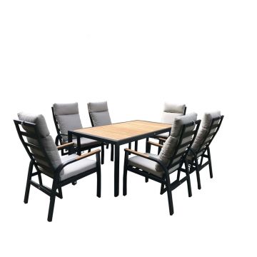 Set de dining pentru grădină gri din metal pentru 6 persoane Annecy – Rojaplast