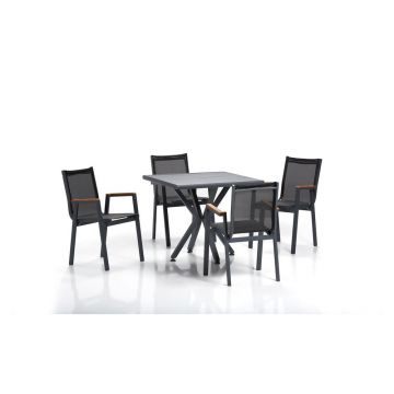 Set de dining pentru grădină negru din aluminiu pentru 4 persoane Samara – Floriane Garden