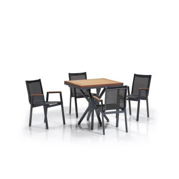 Set masă și scaune (5 bucăți), Gri, 90x63x90 cm