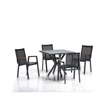 Set masă și scaune (5 bucăți), Gri, 90x63x90 cm