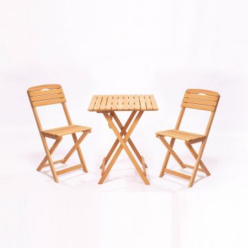 Set masă și scaune de grădină (3 bucăți) MY003, Maro, 80x72x60 cm