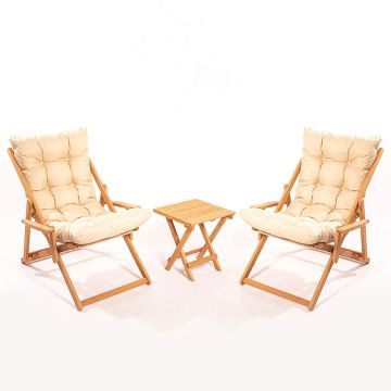 Set masă și scaune de grădină (3 bucăți) MY005, Maro, 40x40x40 cm