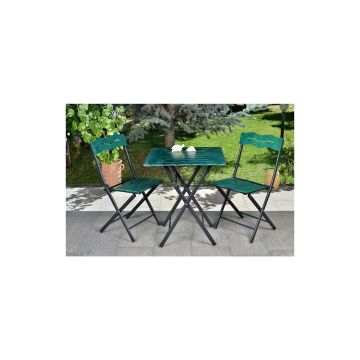 Set mobilier de gradina Bistro Set 6, 40x40x83 Cm, MDF - Verde/Negru