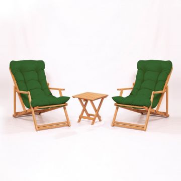 Set mobilier de grădină verde/natural din lemn de fag pentru 2 persoane – Floriane Garden