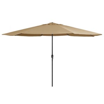 vidaXL Umbrelă de soare de grădină, stâlp metalic, taupe, 390 cm
