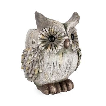Decoratiune de gradina Owl Florent, Bizzotto, 25x22x31 cm, magneziu, gri