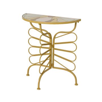 Masa pentru gradina Bistro Lima, Decoris, 58 x 29 x 64.5 cm, fier/ceramica, galben