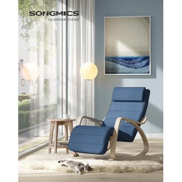 Scaun balansoar, Songmics, Albastru, 121.5x67x84 cm