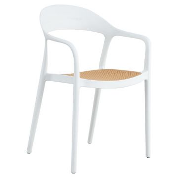 Scaun exterior Ember cu protectie UV plastic bej-alb 52.5x56.5x81cm
