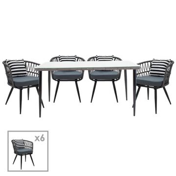 Set de gradina masa si scaune Naoki 7 bucati plastic PE gri-metal negru