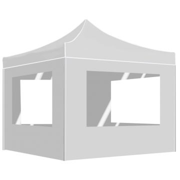 vidaXL Cort de petrecere pliabil cu pereți, alb, 2x2 m, aluminiu