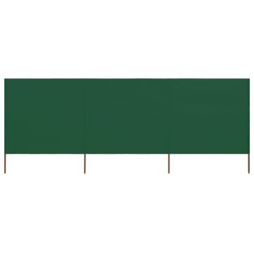 vidaXL Paravan anti-vânt cu 3 panouri, verde, 400 x 160 cm, textil