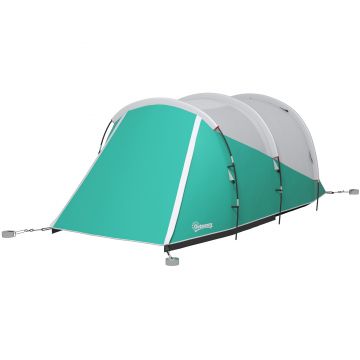 Outsunny Cort de Camping Impermeabil pentru 2-4 Persoane cu Cameră Separată, Cort Tunel cu Geantă de Transport, 460x260x190 cm, Verde | Aosom Romania