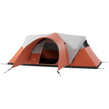 Outsunny Cort de Camping cu Verandă, Impermeabil, pentru 5-6 Persoane, Cort cu Geantă de Transport, 550x300x198 cm, Portocaliu | Aosom Romania