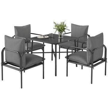 Outsunny Set de Luat Masa de Gradina din 5 Piese cu Perne Groase | Aosom Romania