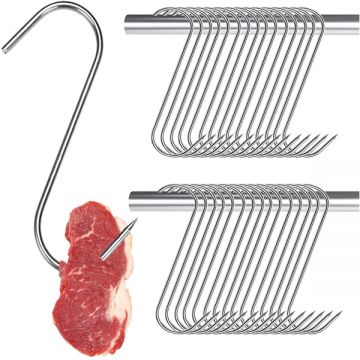 Set 30 Carlige afumatoare carne , macelarie IdeallStore® , 17 cm , inox