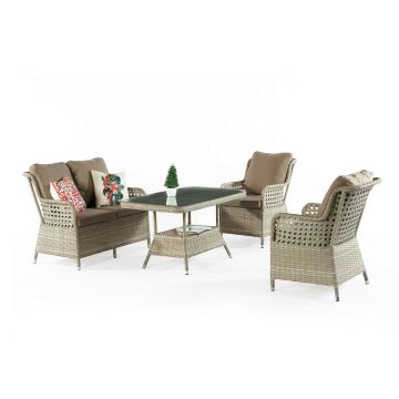 Set mobilier de grădină Cenova, Aluminiu, 136x75x89 cm, Maro/Beige