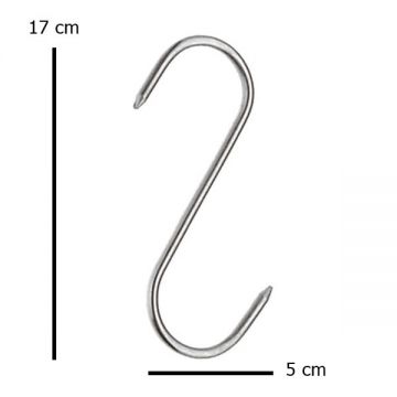 Set sase Carlige afumatoare carne, macelarie IdeallStore®, 17 cm, inox