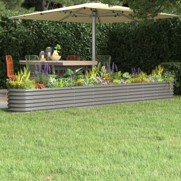 vidaXL Strat înălțat grădină gri 332x40x36cm oțel vopsit electrostatic