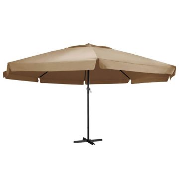 vidaXL Umbrelă soare de exterior cu stâlp aluminiu gri taupe 600 cm