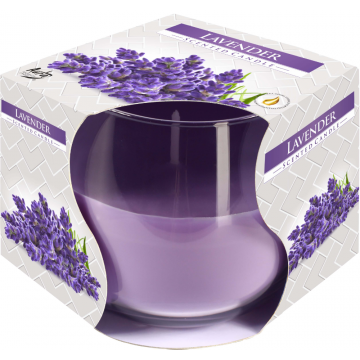 Lumanare decorativa parfumata, pahar transparent, lavanda, 70 x 80 mm