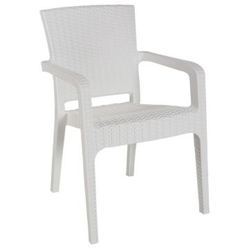 Scaun de gradina Halcyon, Pakoworld, 57.5x59.5x86 cm, polipropilena, alb