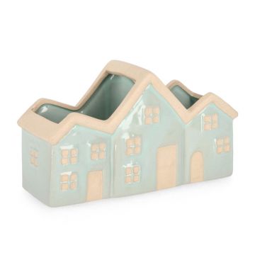 Ghiveci Khloe House, Bizzotto, 23.5x8.6x13.4 cm, portelan, albastru deschis