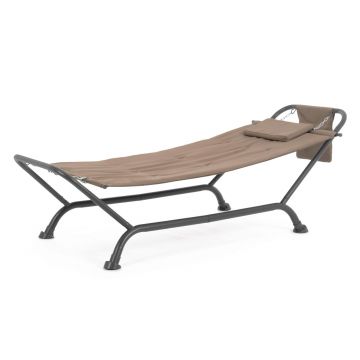 Hamac cu suport Thalos, Bizzotto, 232x96x78 cm, otel/poliester, bej nisipiu