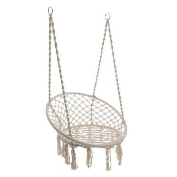 Hamac scaun Aura cu sfoara impletita, ecru 60x80x135