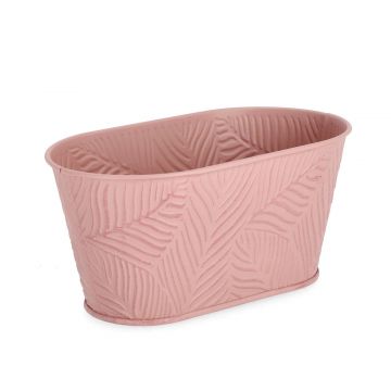Jardiniera Benji Oval, Bizzotto, 22.7x12.9x10.7 cm, zinc galvanizat, roz