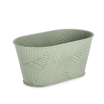 Jardiniera Benji Oval, Bizzotto, 22.7x12.9x10.7 cm, zinc galvanizat, verde sage