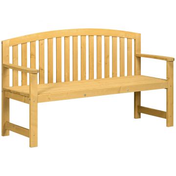 Outsunny Bancă din Lemn cu 2 Locuri, Spătar și Cotiere pentru Terasă, Verandă, Piscină, Balcon, 143x51x85 cm, Lemn Natural | Aosom Romania Outsunny Bancă din Lemn cu 2 Locuri, Spătar și Cotiere pentru Terasă, Verandă, Piscină, Balcon, 143x51x85 cm, Lemn Natural | Aosom Romania