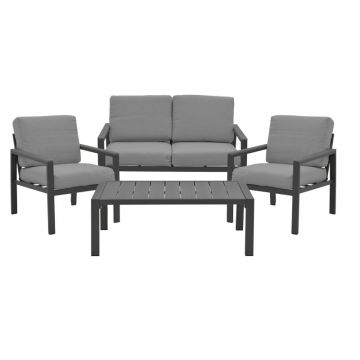 Set 4 buc masă și scaune de grădină Mabudu Gri 118x64x100 cm