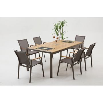 Set masa si scaune de gradina (7 piese) Lara Garden 6 Cappuccino 160x90x75 cm